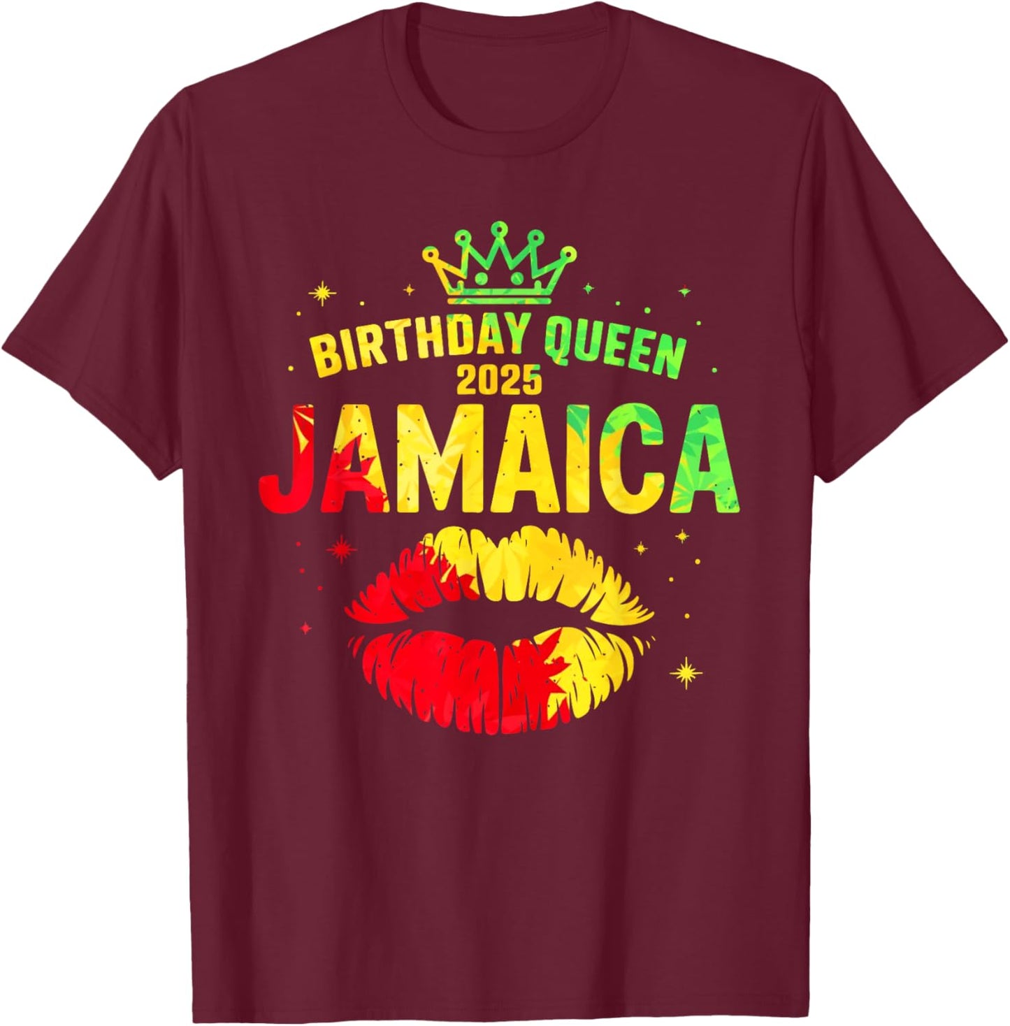 Birthday Crew Jamaica Trip 2025 Lips Bday Party Women Girls T-Shirt - T-Shirt | Maroon
