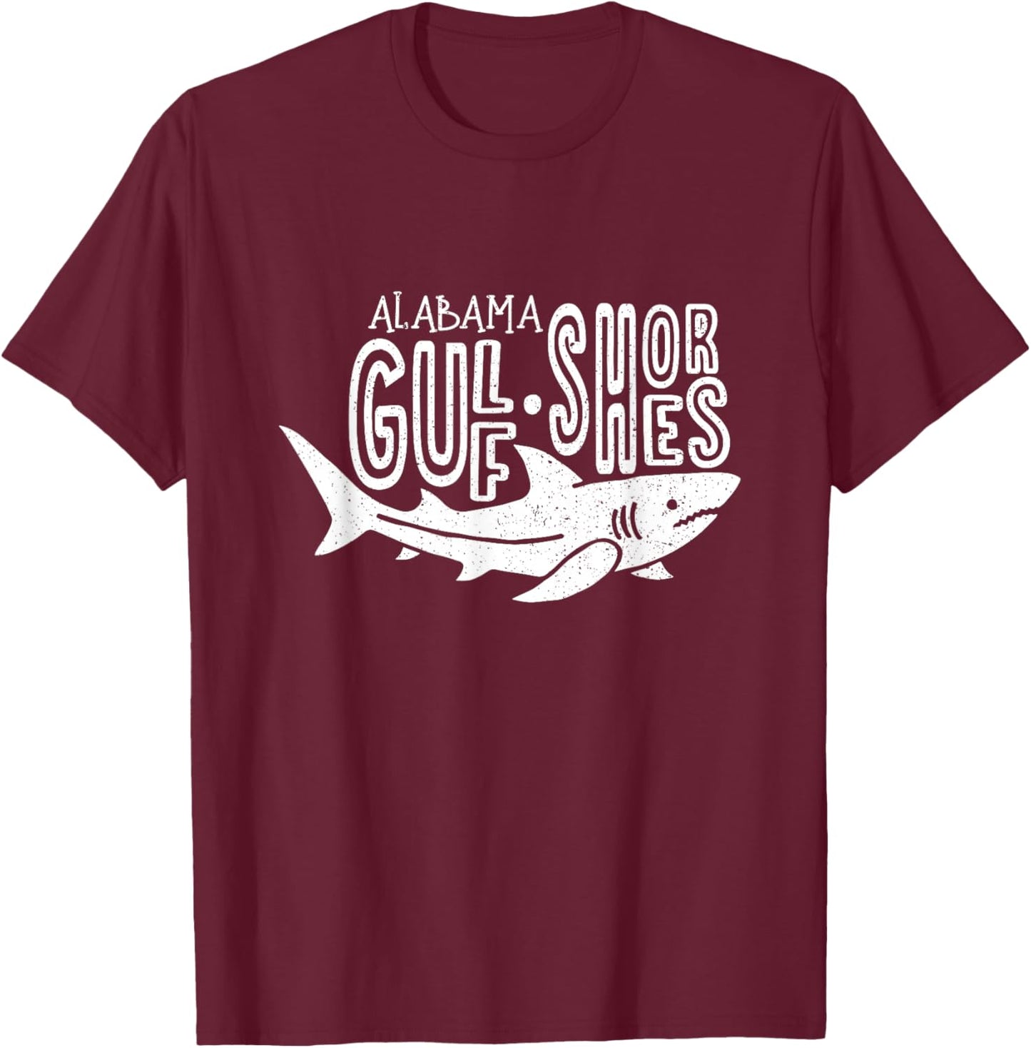 Alabama Gulf Shores Shark Graphic Vintage Souvenir T-Shirt - T-Shirt | Maroon