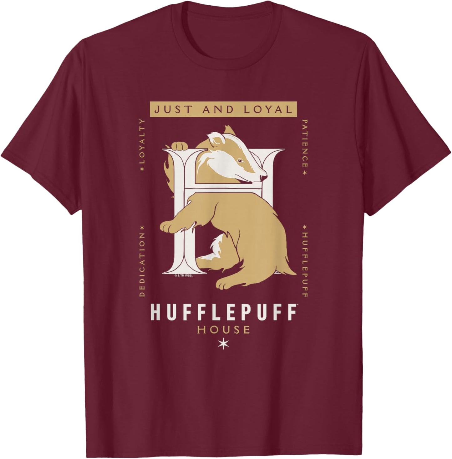 Harry Potter Hufflepuff Just and Loyal T-Shirt - T-Shirt | Maroon