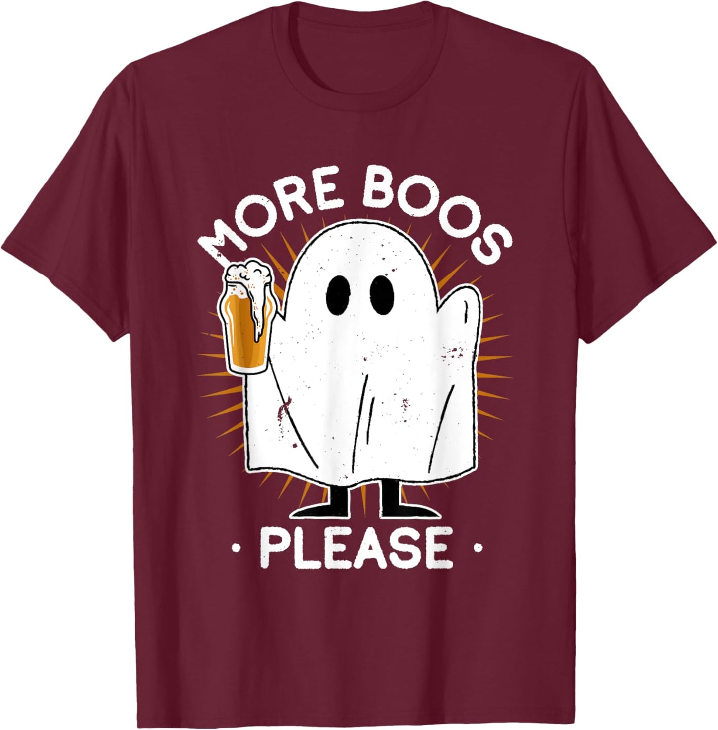 Beer Drinking More Boos Please Ghost Halloween Costume T-Shirt - T-Shirt | Maroon