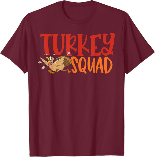 Turkey Trot Squad Funny Thanksgiving Running 2024 Matching T-Shirt - T-Shirt | Maroon