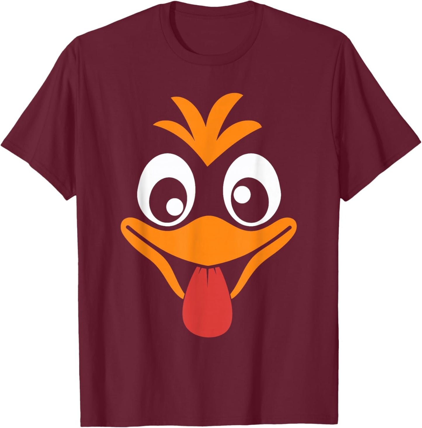 Funny Silly Turkey Face Happy Turkey Day Thanksgiving T-Shirt - T-Shirt | Maroon