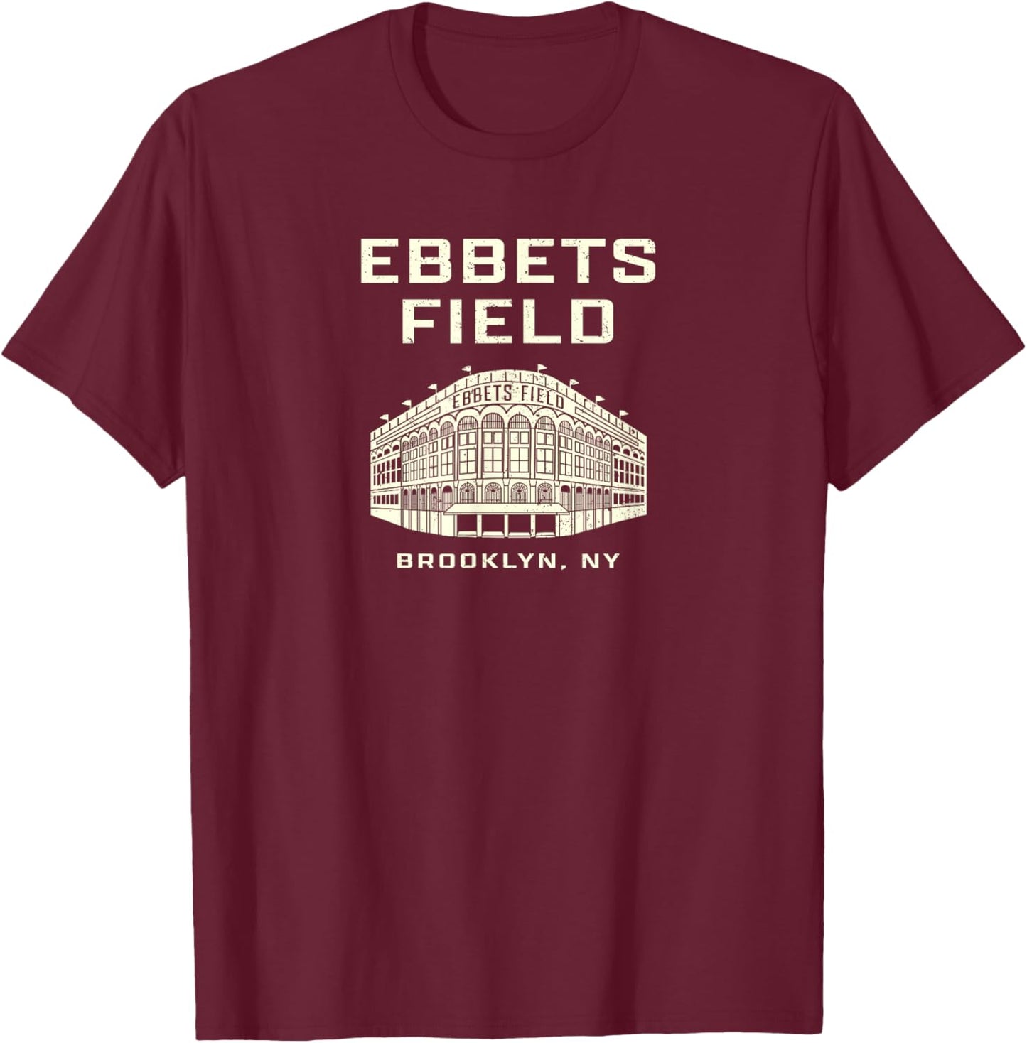 Old School Baseball Ebbets Field Brooklyn NY Retro Stadium T-Shirt - T-Shirt | Maroon