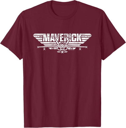 Top Gun Maverick Fighter Jet Logo T-Shirt - T-Shirt | Maroon