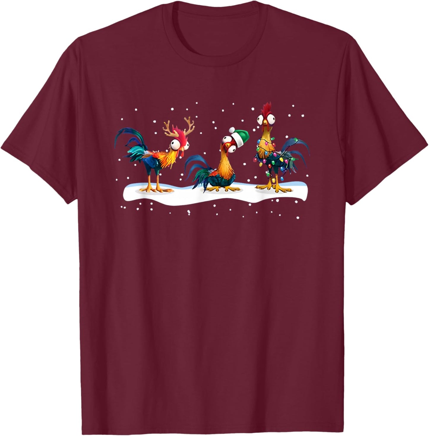 Hei Hei Chicken Christmas - , Black, Short Sleeve, Small T-Shirt - T-Shirt | Maroon