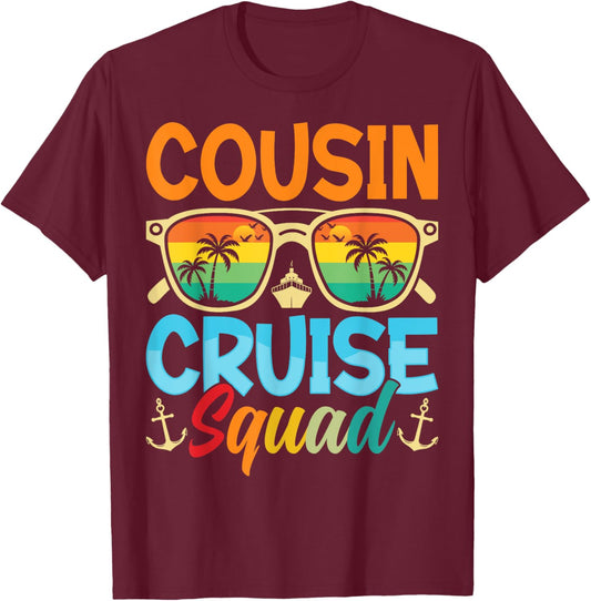 Cousin Cruise Squad 2025 Cruise Ship Party Group Vacation T-Shirt - T-Shirt | Maroon