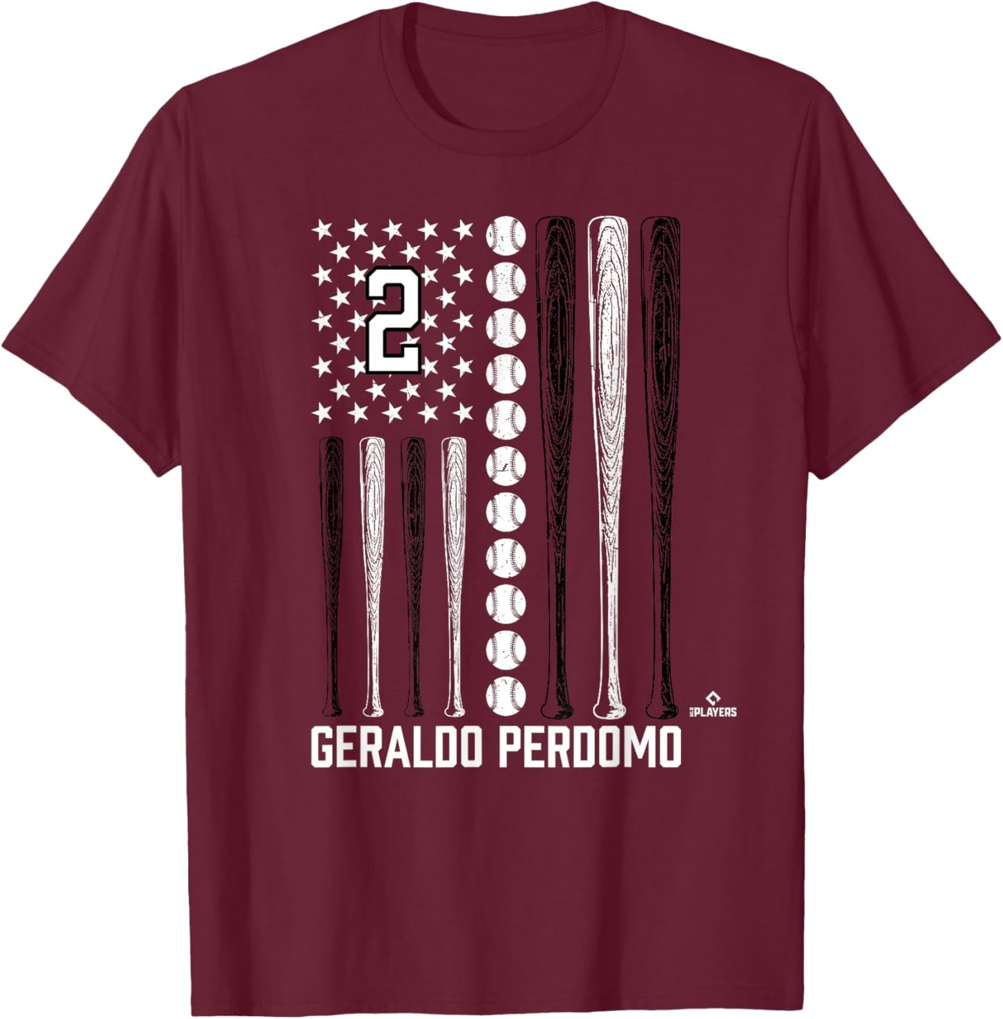Baseball American Flag Geraldo Perdomo Arizona Baseball T-Shirt - T-Shirt | Maroon