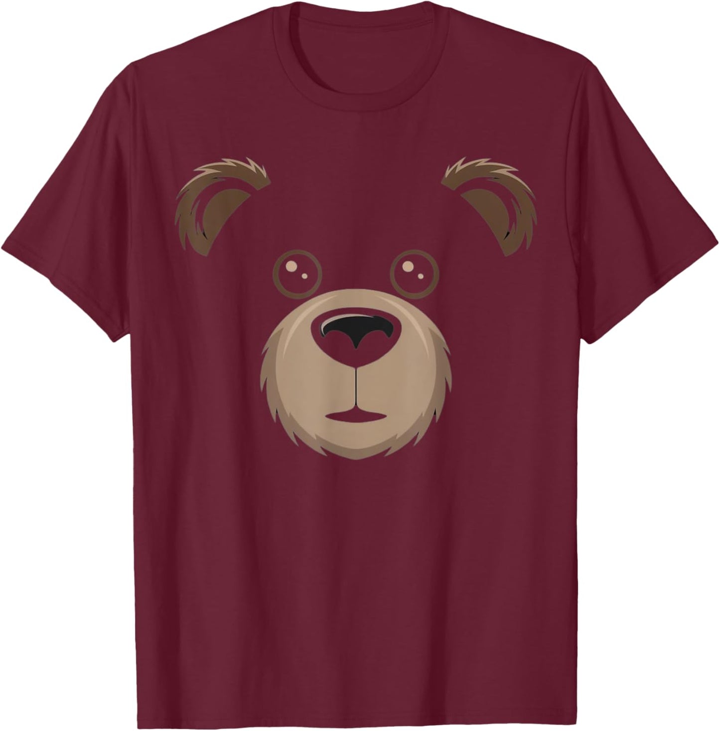 Bear Face Halloween Costume Brown Bear Animal Kids T-Shirt - T-Shirt | Maroon