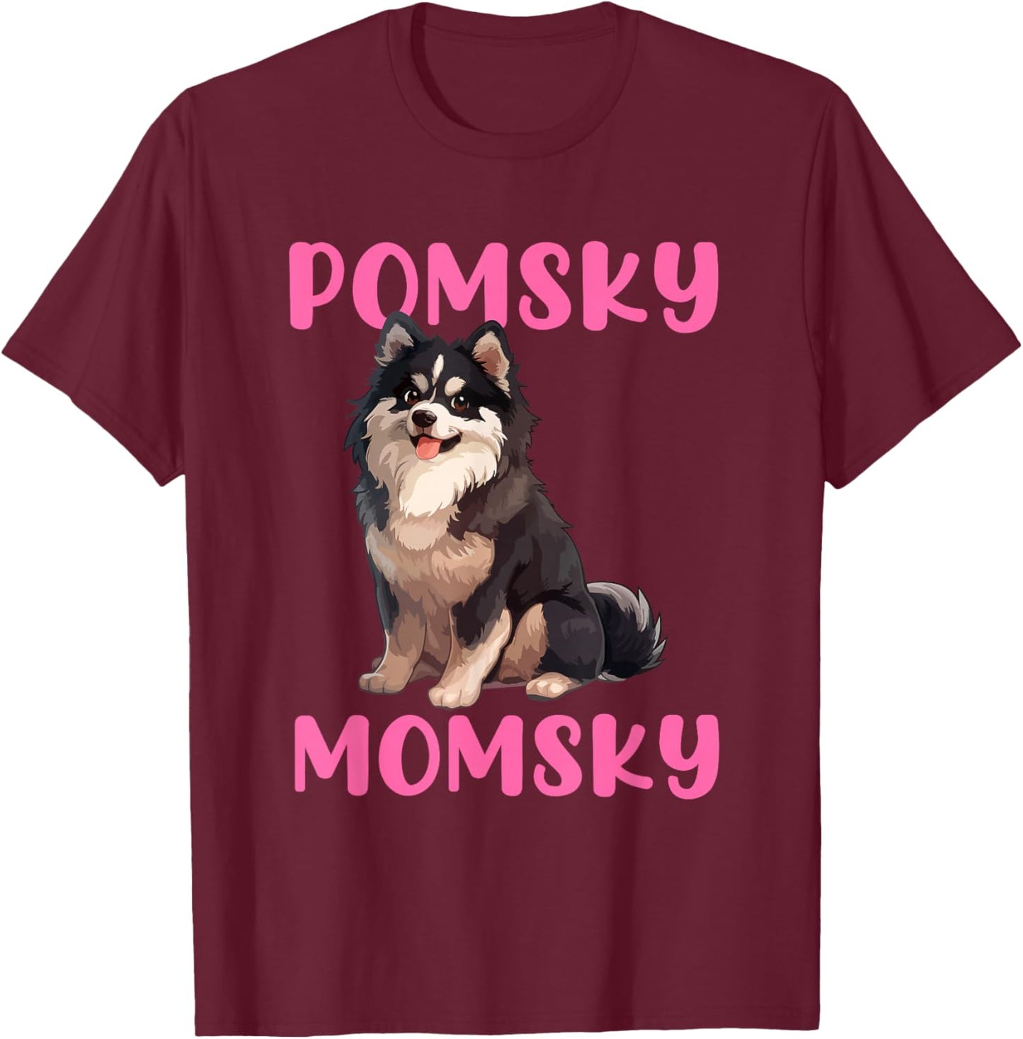Pomsky momsky dog Men Women Kids T-Shirt - T-Shirt | Maroon