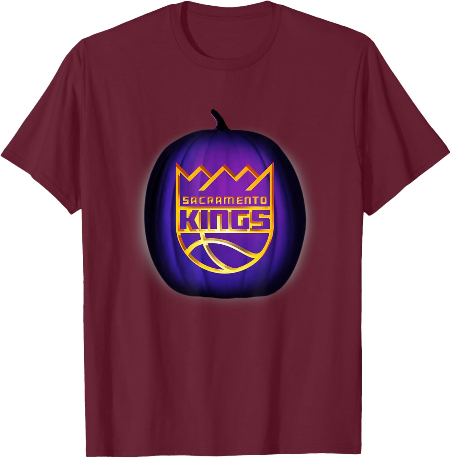 NBA Sacramento Kings Halloween Glow Pumpkin T-Shirt - T-Shirt | Maroon