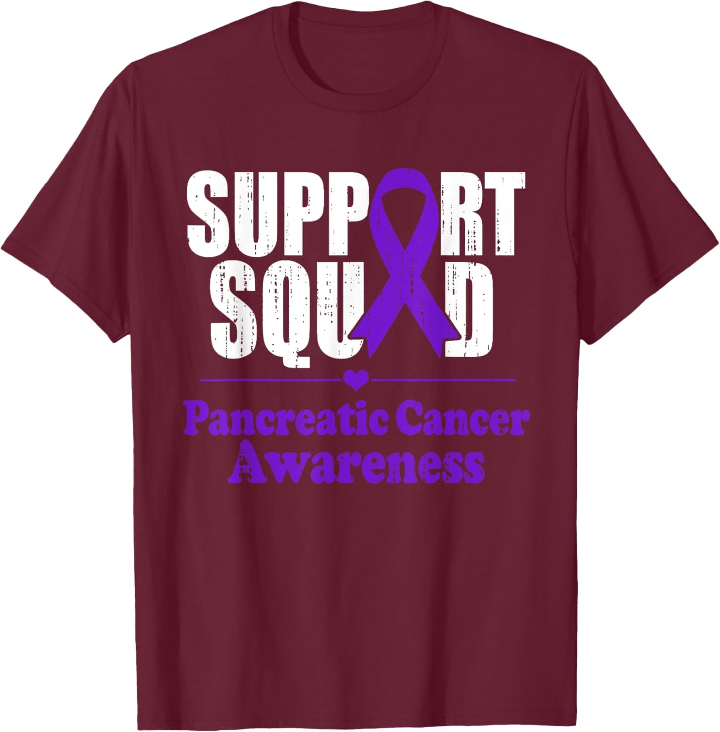 Support Pancreatic Cancer Awareness Purple Ribbon Men Women T-Shirt - T-Shirt | Maroon