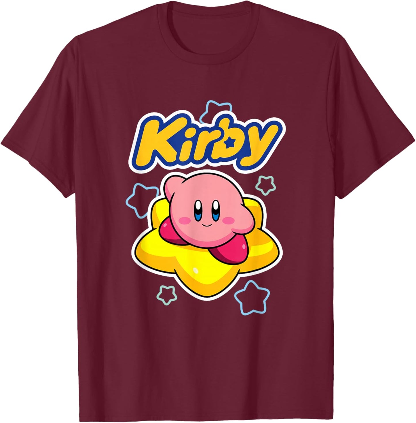 Kirby Nintendo Big Star Surfing Portrait T-Shirt - T-Shirt | Maroon