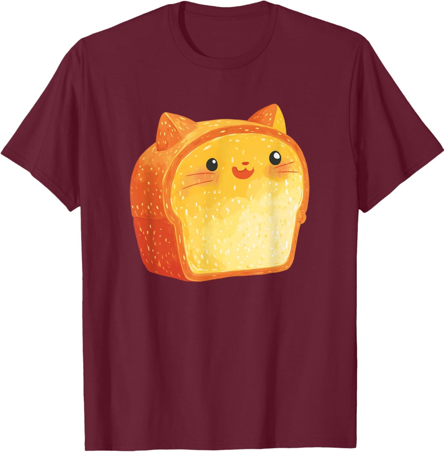 Cute Cat Loaf Illustration Bread Cat T-Shirt - T-Shirt | Maroon