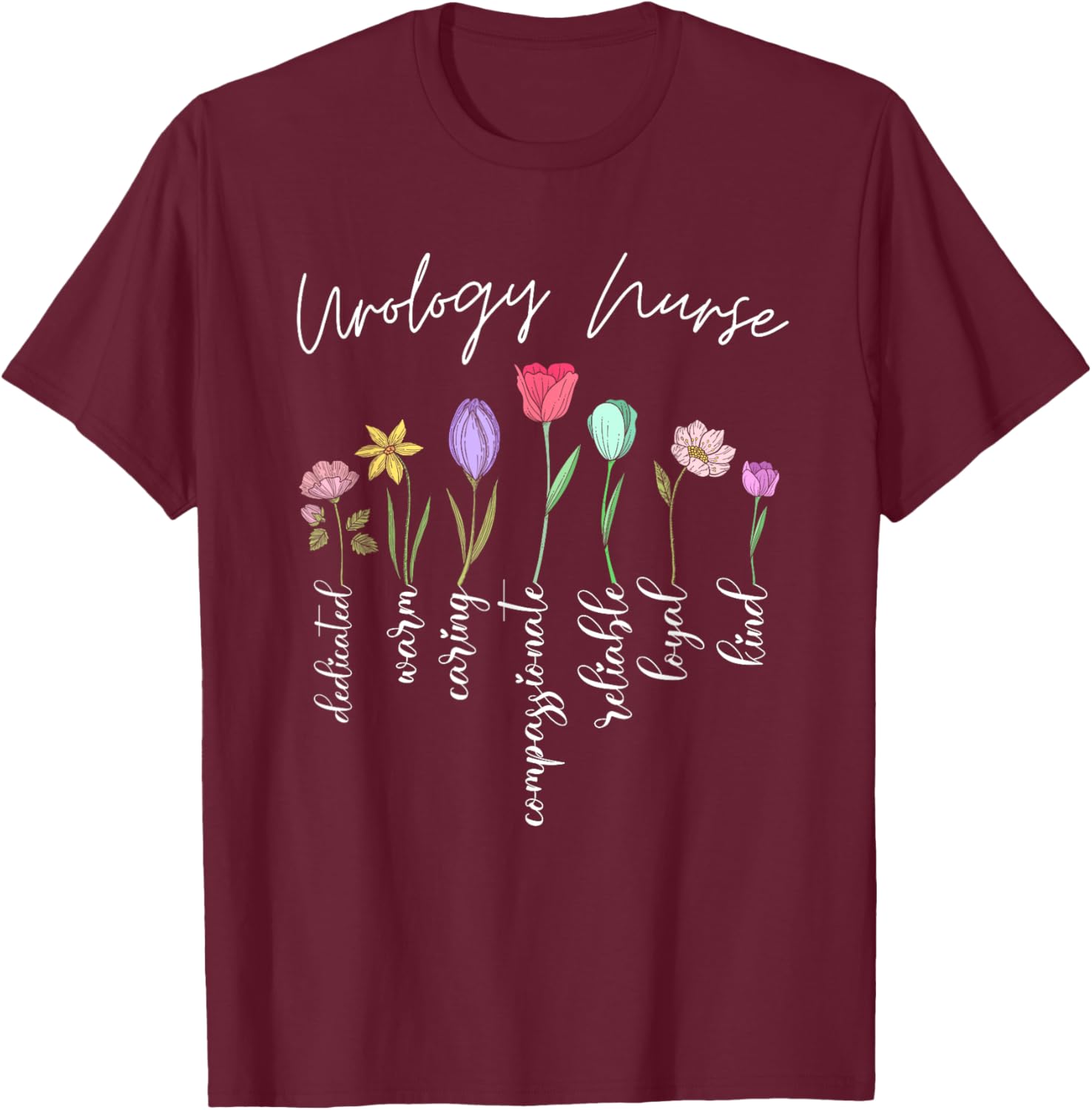 Urology nurse for girls women flowers Urology nurse floral T-Shirt - T-Shirt | Maroon
