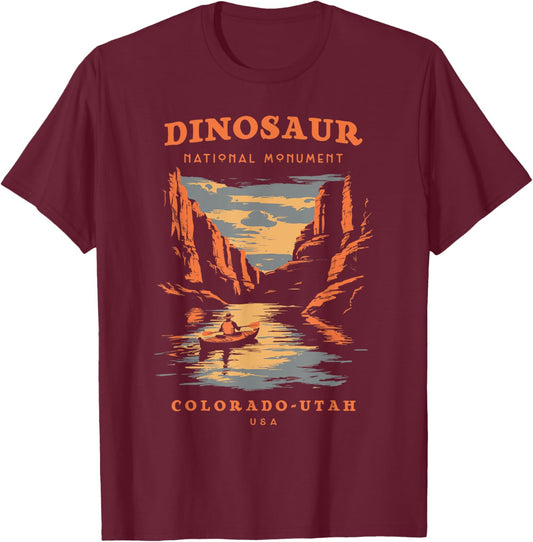 Dinosaur National Monument Colorado/Utah Retro Vintage T-Shirt - T-Shirt | Maroon