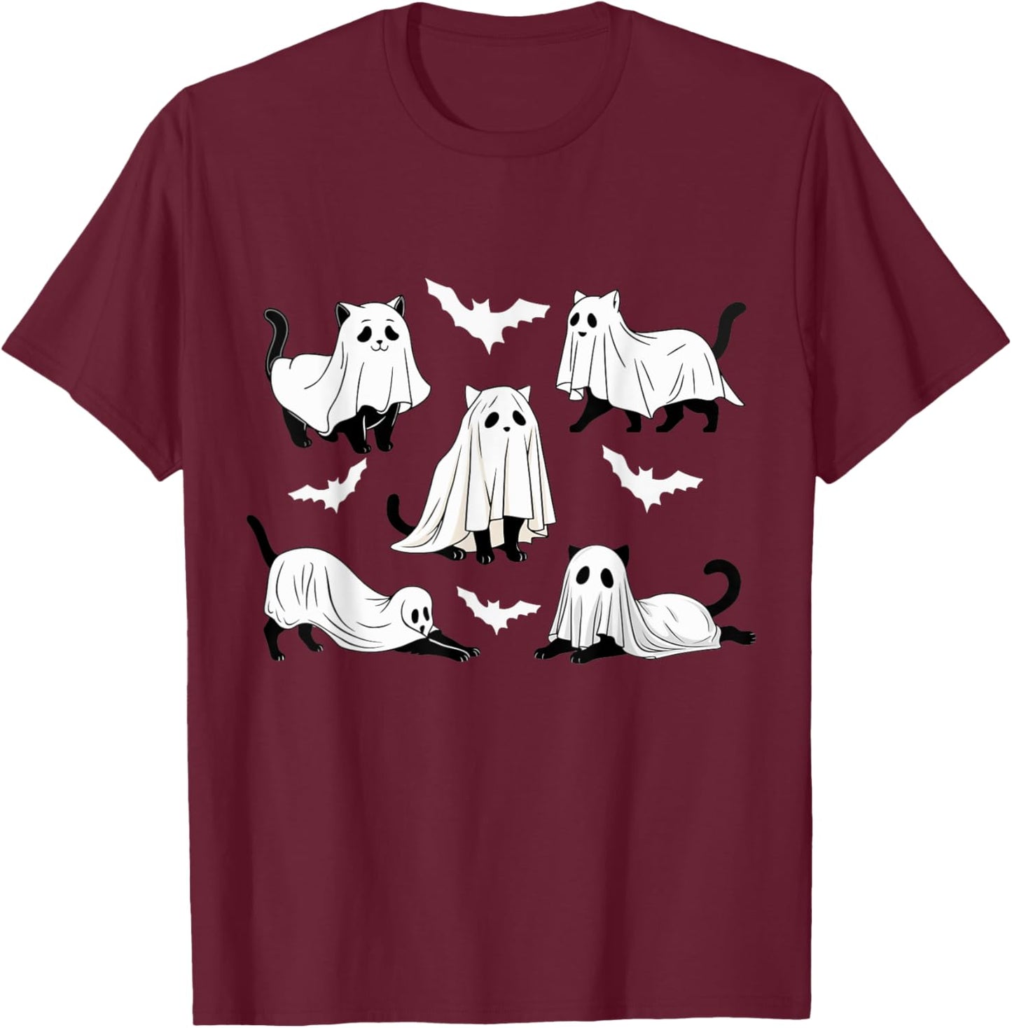 Halloween Cat Black Cat Halloween Scary Cat Angry Cat Funny Women Kids T-Shirt - T-Shirt | Maroon