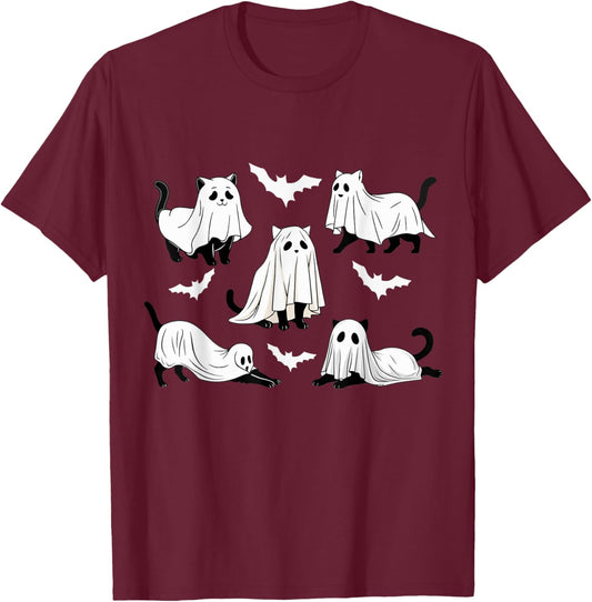 Halloween Cat Black Cat Halloween Scary Cat Angry Cat Funny Women Kids T-Shirt - T-Shirt | Maroon