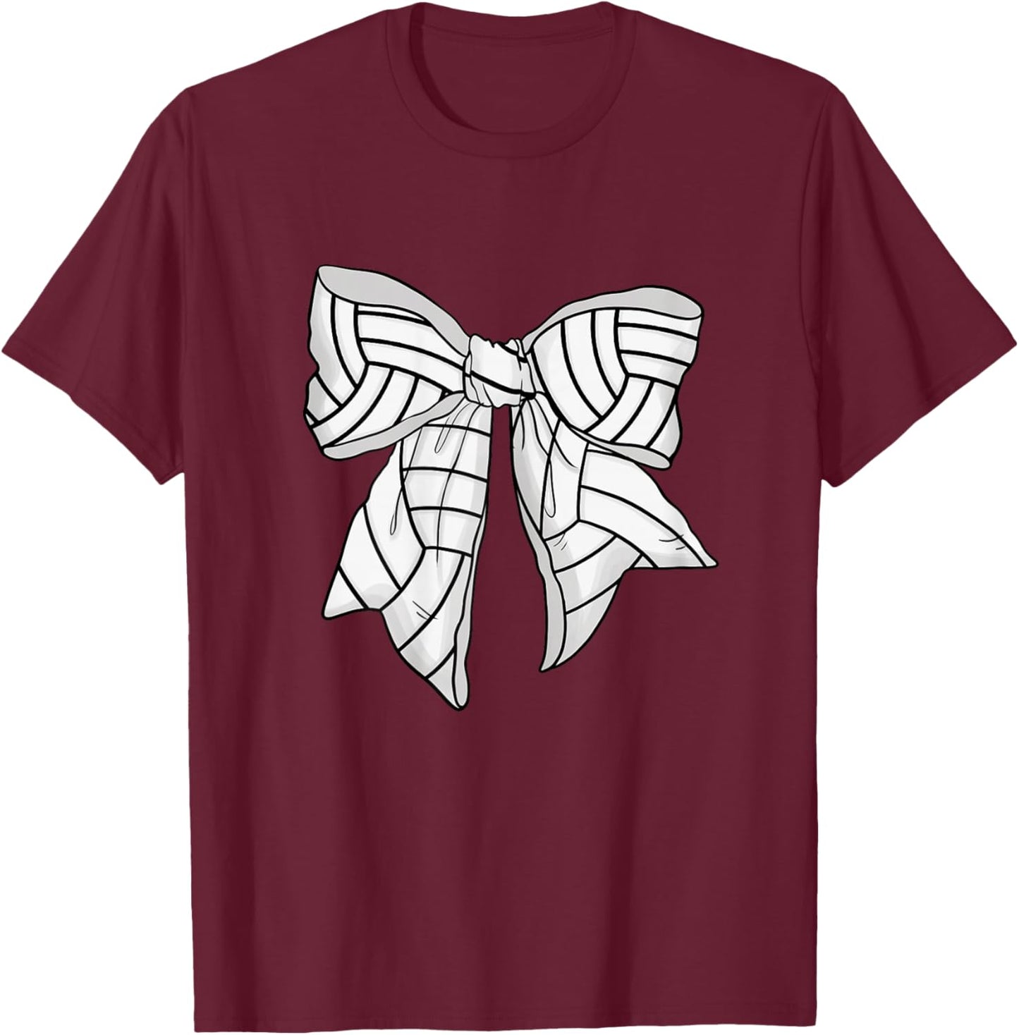 Coquette Volleyball Bow for Teen Girls Sports Mom Women T-Shirt - T-Shirt | Maroon