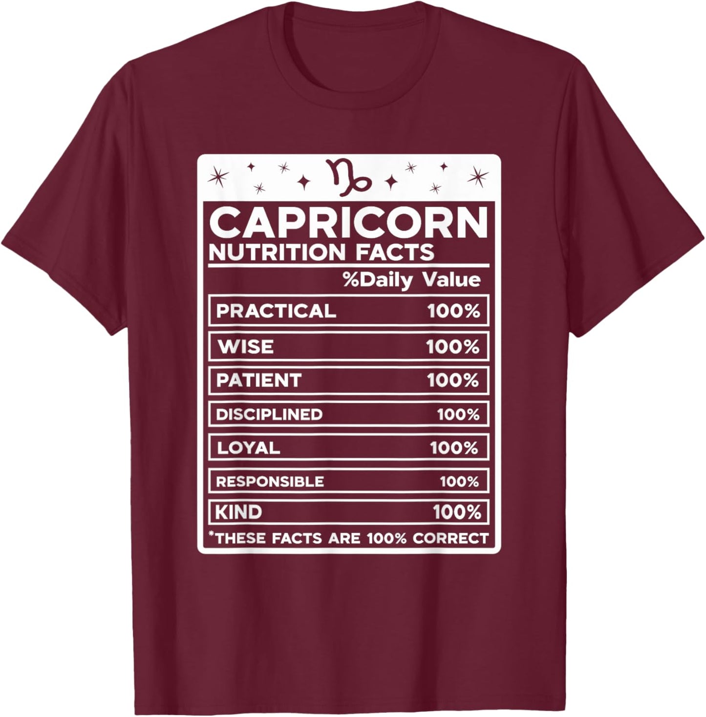 Capricorn Nutritional Style Zodiac Design, Capricorn T-Shirt - T-Shirt | Maroon