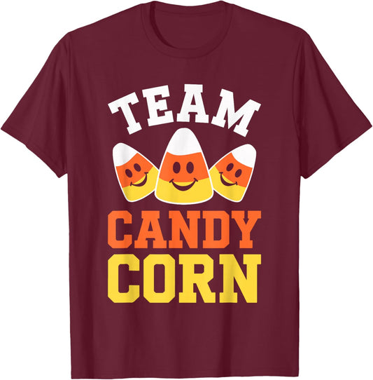 Team Candy Corn Shirt Adult Kids Men Women Halloween Costume T-Shirt - T-Shirt | Maroon