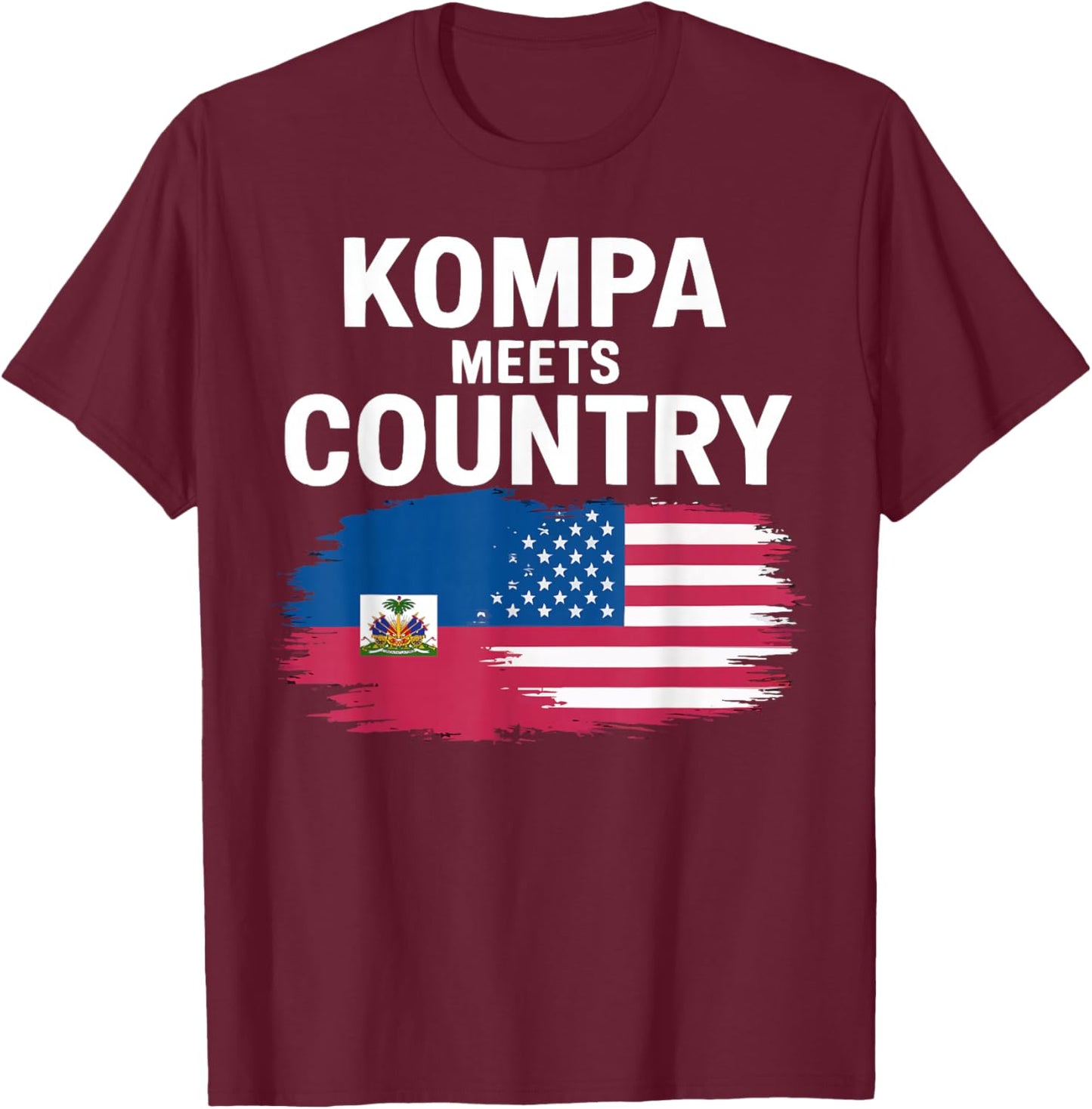 Half Haitian Half American USA Flag Haiti America T-Shirt - T-Shirt | Maroon