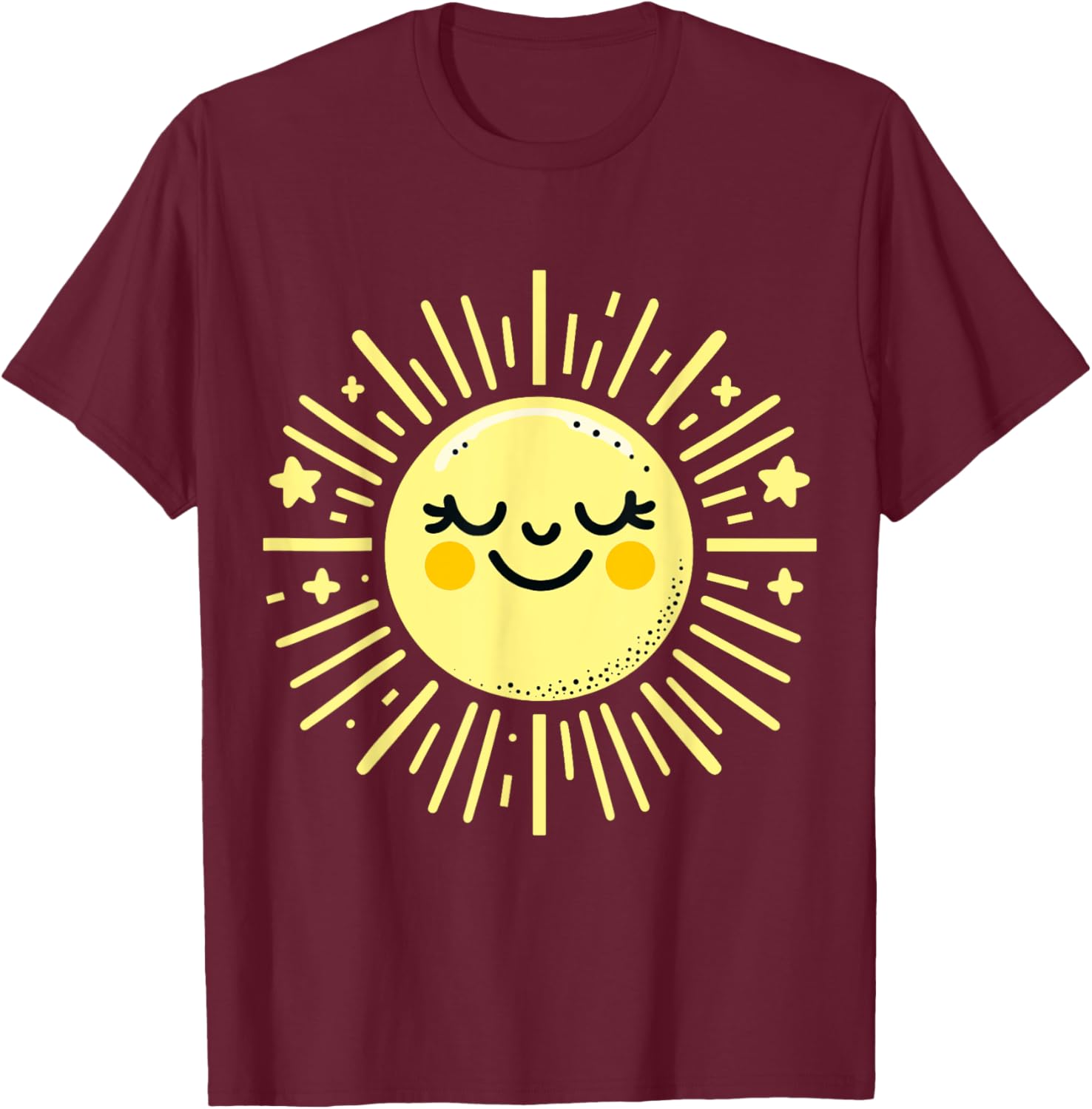 Happy Sunshine Summer Vacation Sun T-Shirt - T-Shirt | Maroon