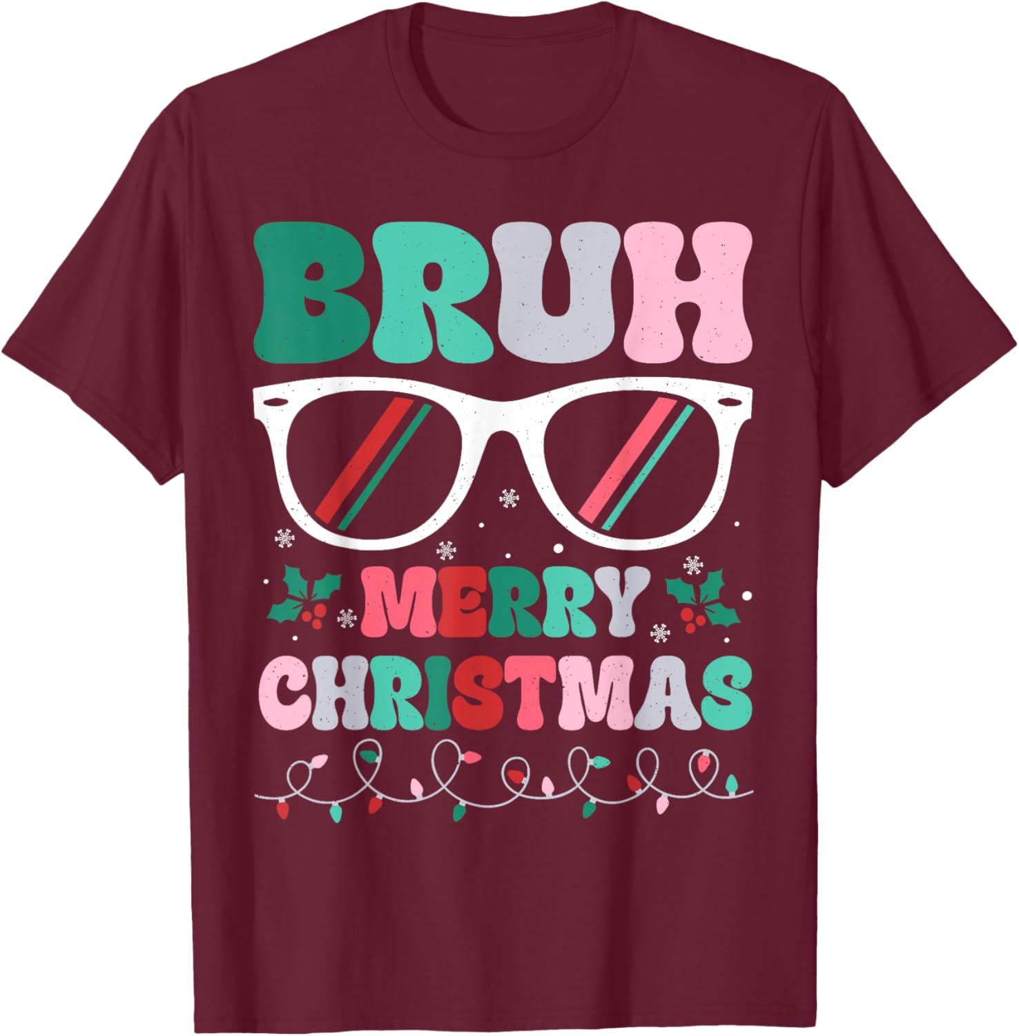 Bruh Christmas Boys Teens Kids Funny Xmas Merry Christmas T-Shirt - T-Shirt | Maroon