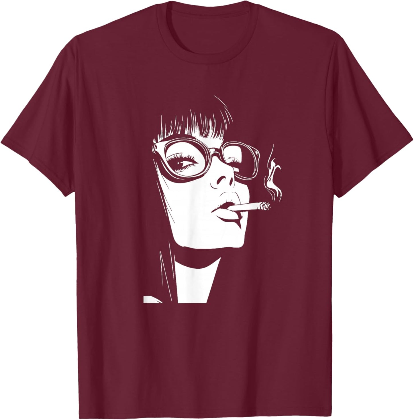 Anime Girl Aesthetic Waifu Japanese T-Shirt - T-Shirt | Maroon