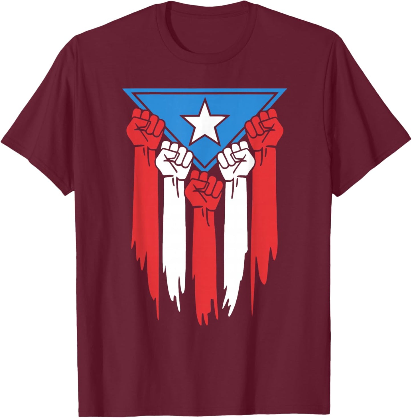 Boricua Puerto Rico PR Flag Puerto Rican Fist Hand Heritage T-Shirt - T-Shirt | Maroon