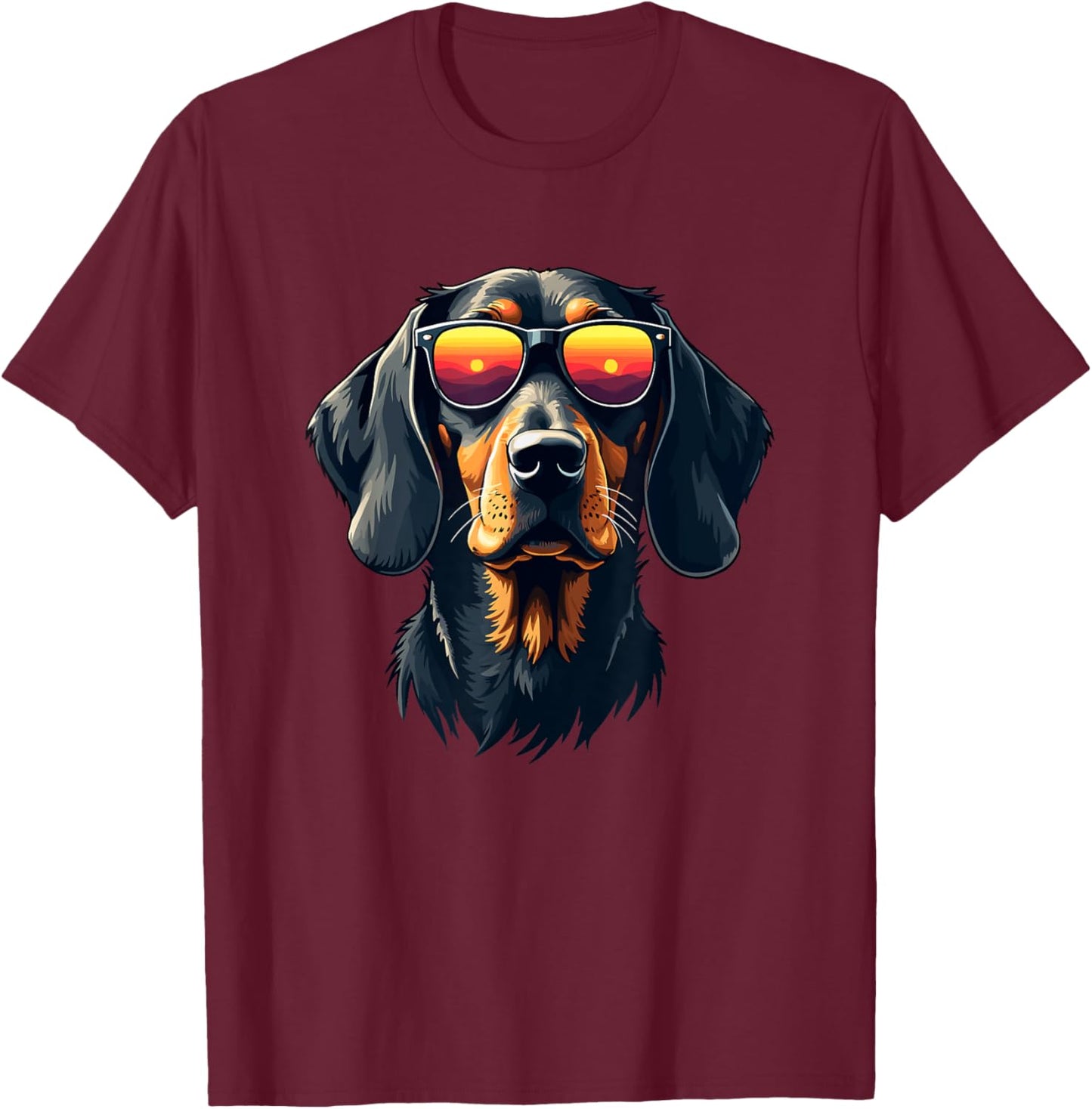 Retro Sunglasses Coonhound Coon Dog T-Shirt - T-Shirt | Maroon