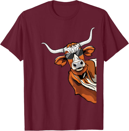 Longhorn Cow Lover Cool Cow Kids Longhorn Cow T-Shirt - T-Shirt | Maroon