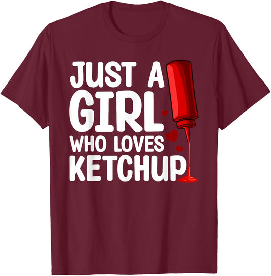 Cool Ketchup Art Girls Kid Ketchup Novelty Ketchup T-Shirt - T-Shirt | Maroon