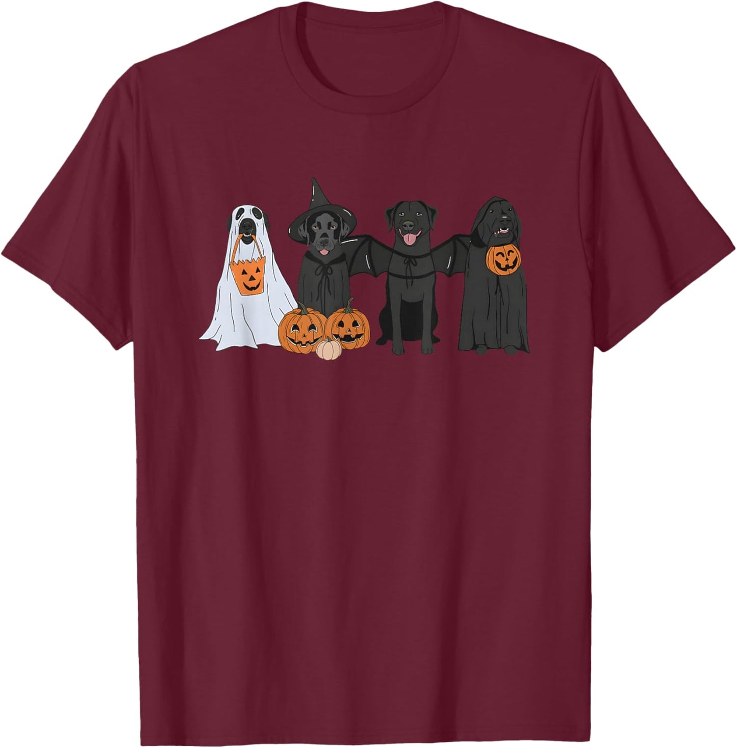 Black Labrador Halloween T-Shirt - T-Shirt | Maroon