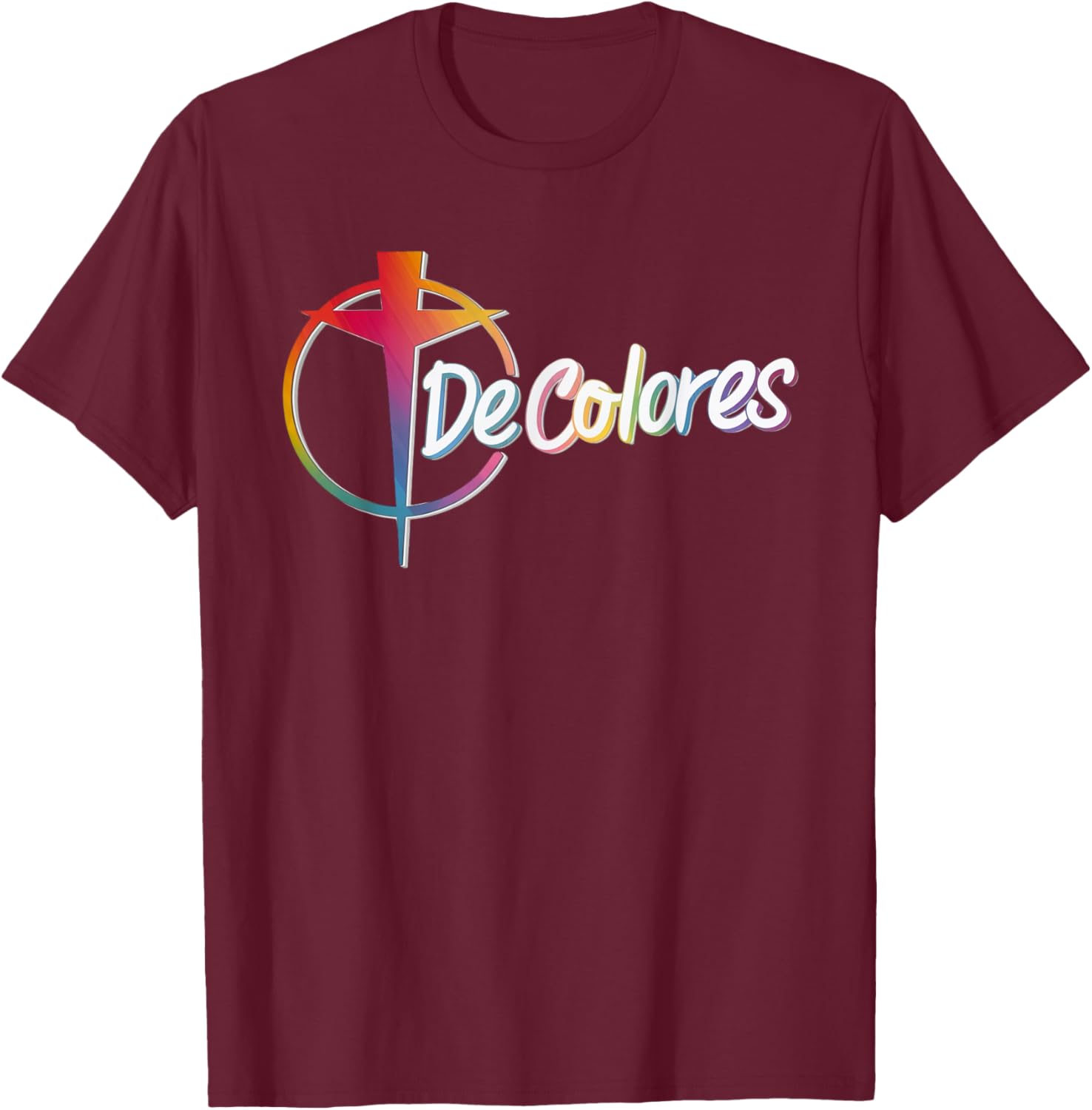 DeColores Cursillo Rainbow Rooster Catholic T-Shirt - T-Shirt | Maroon