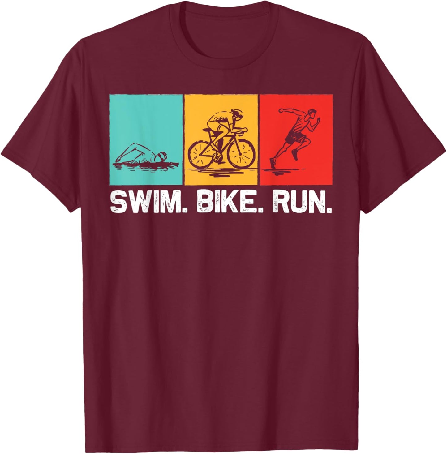 Cool Triathlon Women Swimming Running Swim Bike Run T-Shirt - T-Shirt | Maroon