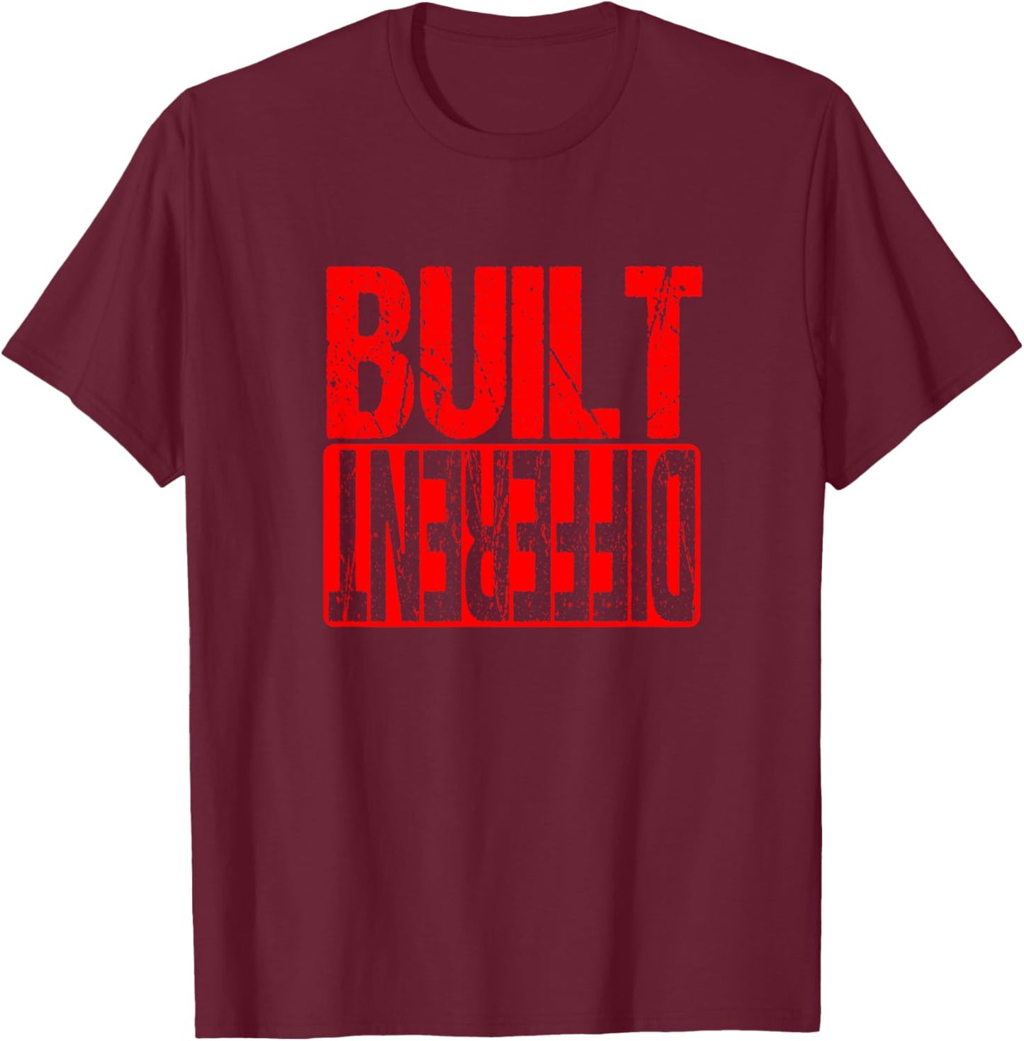 Red Built Different Red Color Graphic Red T-Shirt - T-Shirt | Maroon
