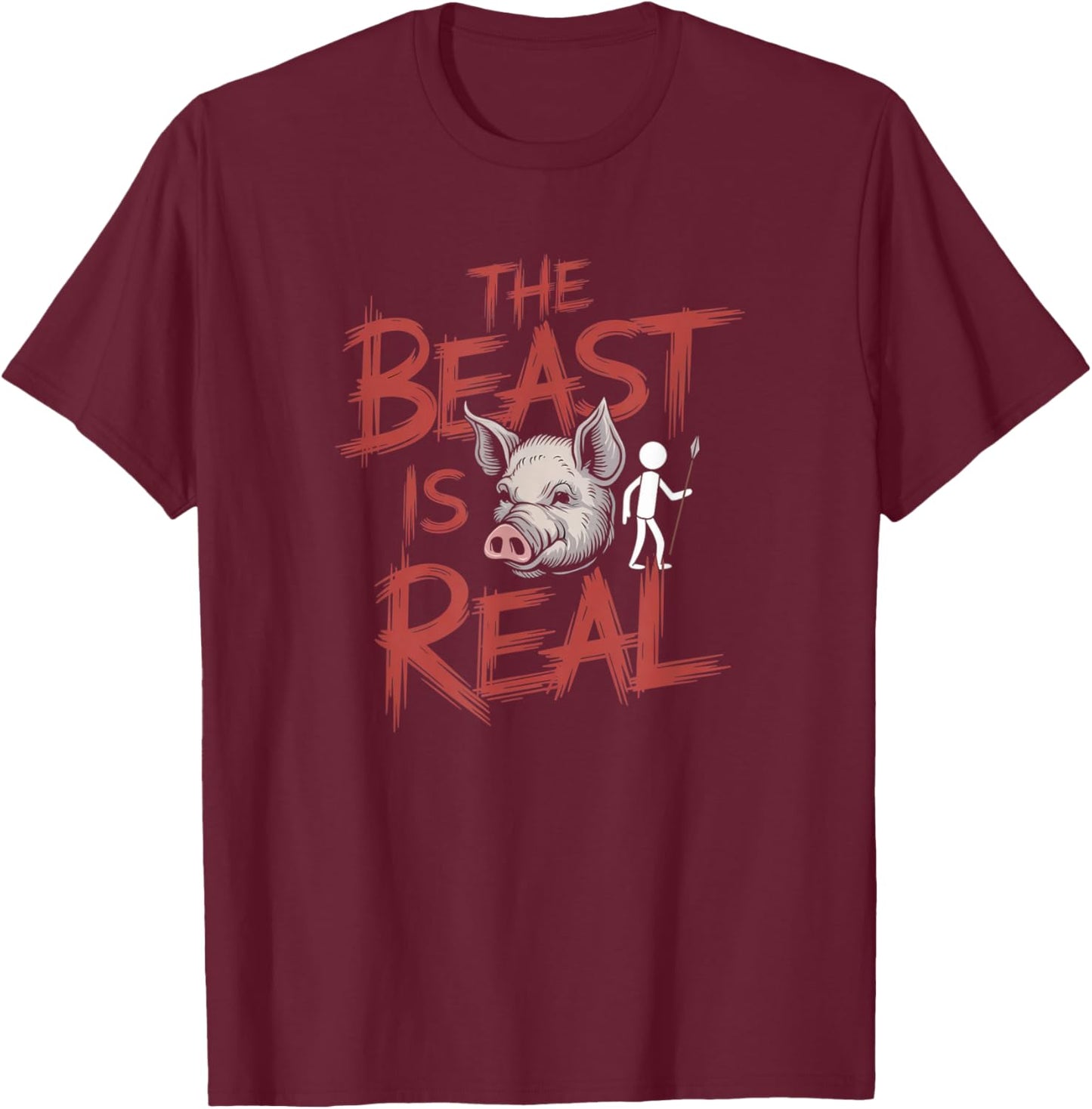 The Beast is Real Lord of the Flies Classic Literary T-Shirt - T-Shirt | Maroon