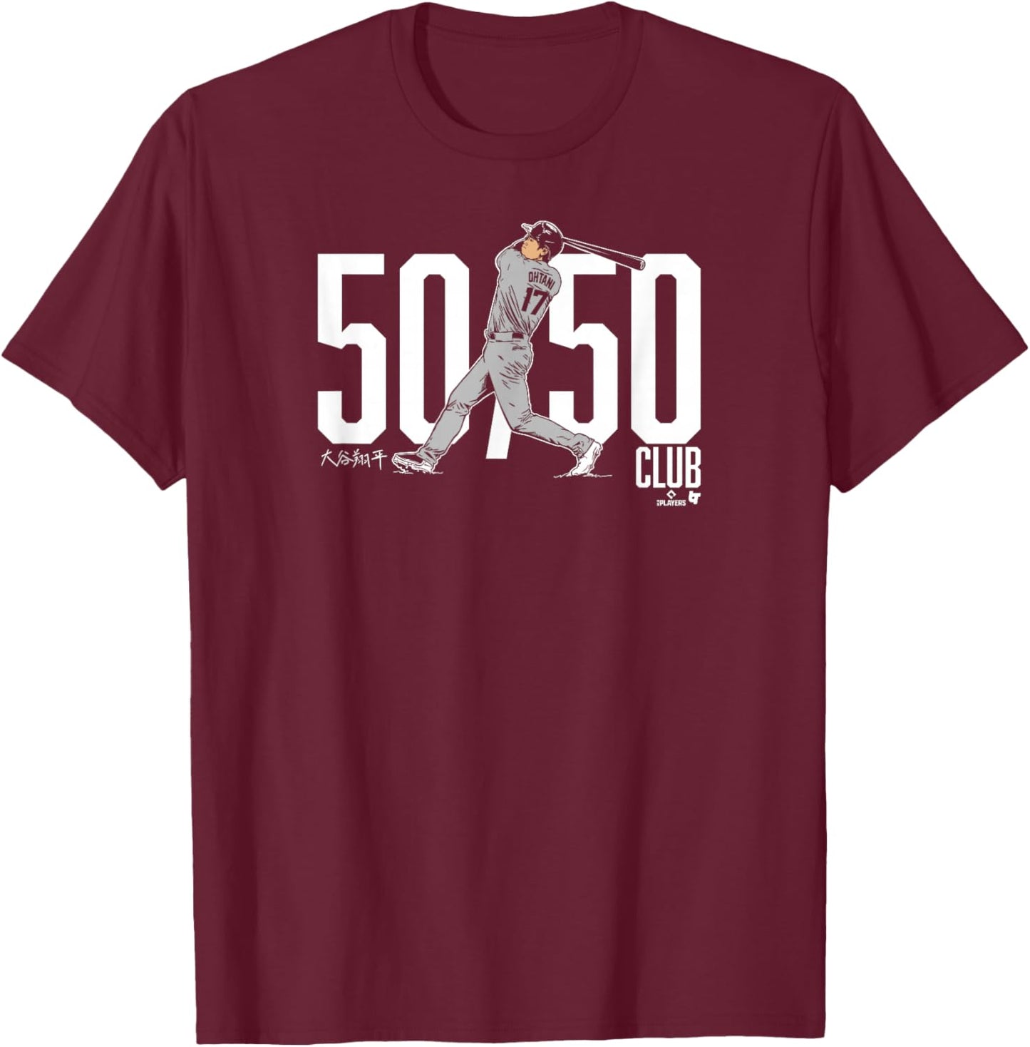 Shohei Ohtani - 50/50 Club - Los Angeles Baseball T-Shirt - T-Shirt | Maroon