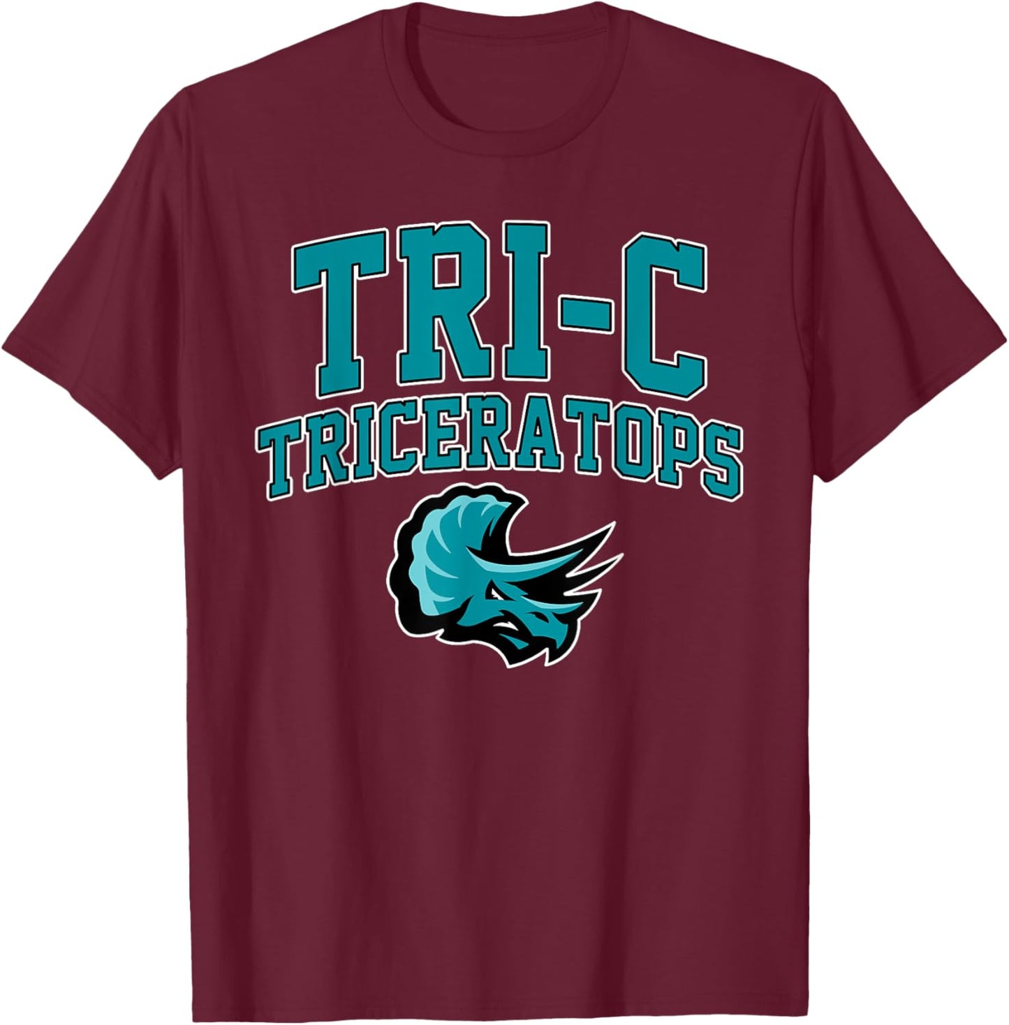Tri-C Triceratops Cuyahoga Community College Arch Sports T-Shirt - T-Shirt | Maroon