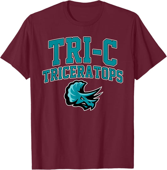 Tri-C Triceratops Cuyahoga Community College Arch Sports T-Shirt - T-Shirt | Maroon