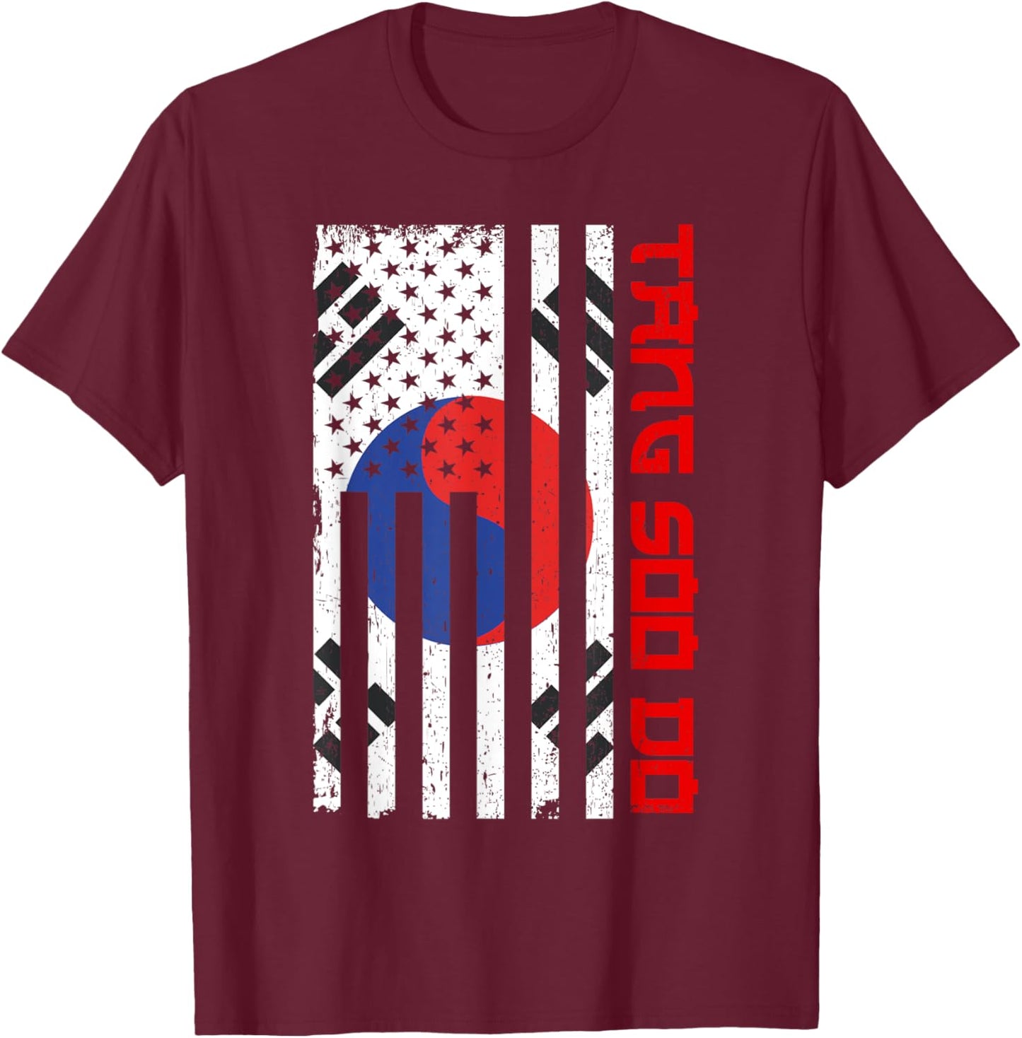 Tang Soo Do - USA Flag Taekwondo Mixed Martial Arts MMA T-Shirt - T-Shirt | Maroon