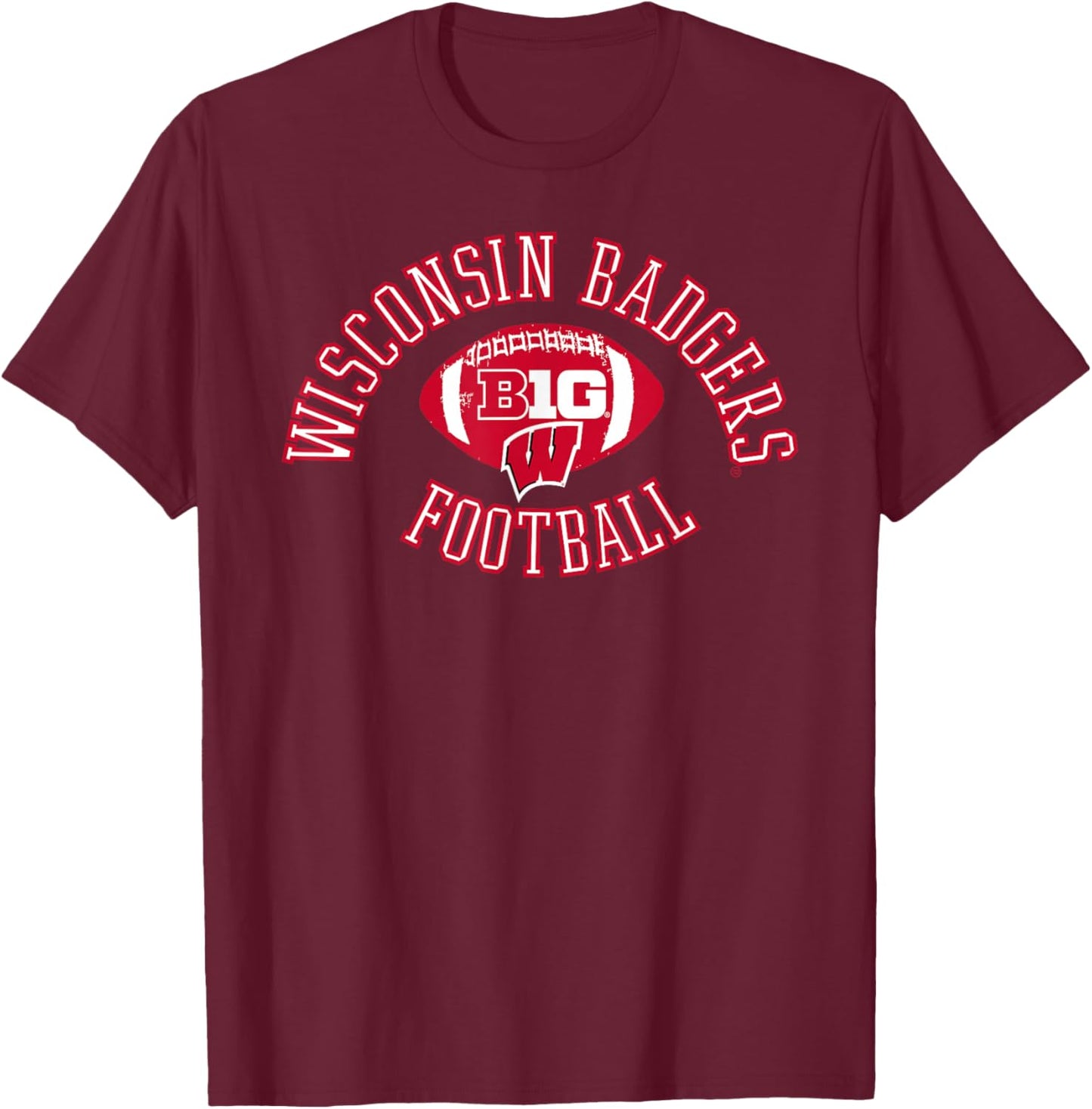 Wisconsin Badgers Big 10 Football Huddle Officially Licensed T-Shirt - T-Shirt | Maroon