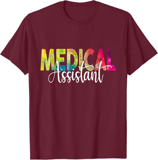 Medical Assistant Tie Dye Med Assistant T-Shirt - T-Shirt | Maroon