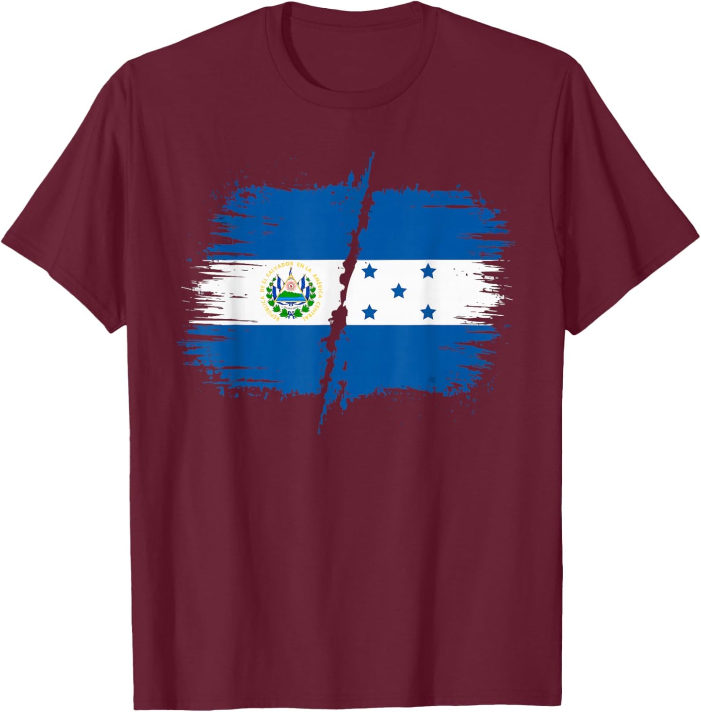 Half Salvadorian Half Honduran Honduras Flag El Salvador T-Shirt - T-Shirt | Maroon
