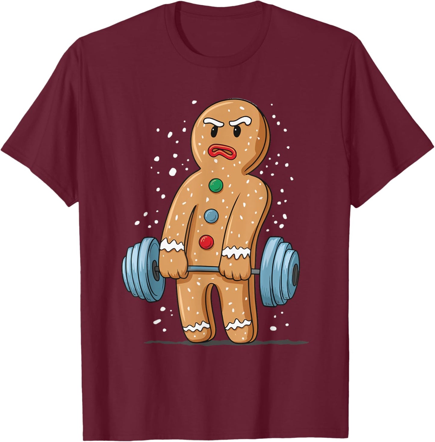 Gingerbread Weightlifting Workout Bodybuilding T-Shirt - T-Shirt | Maroon