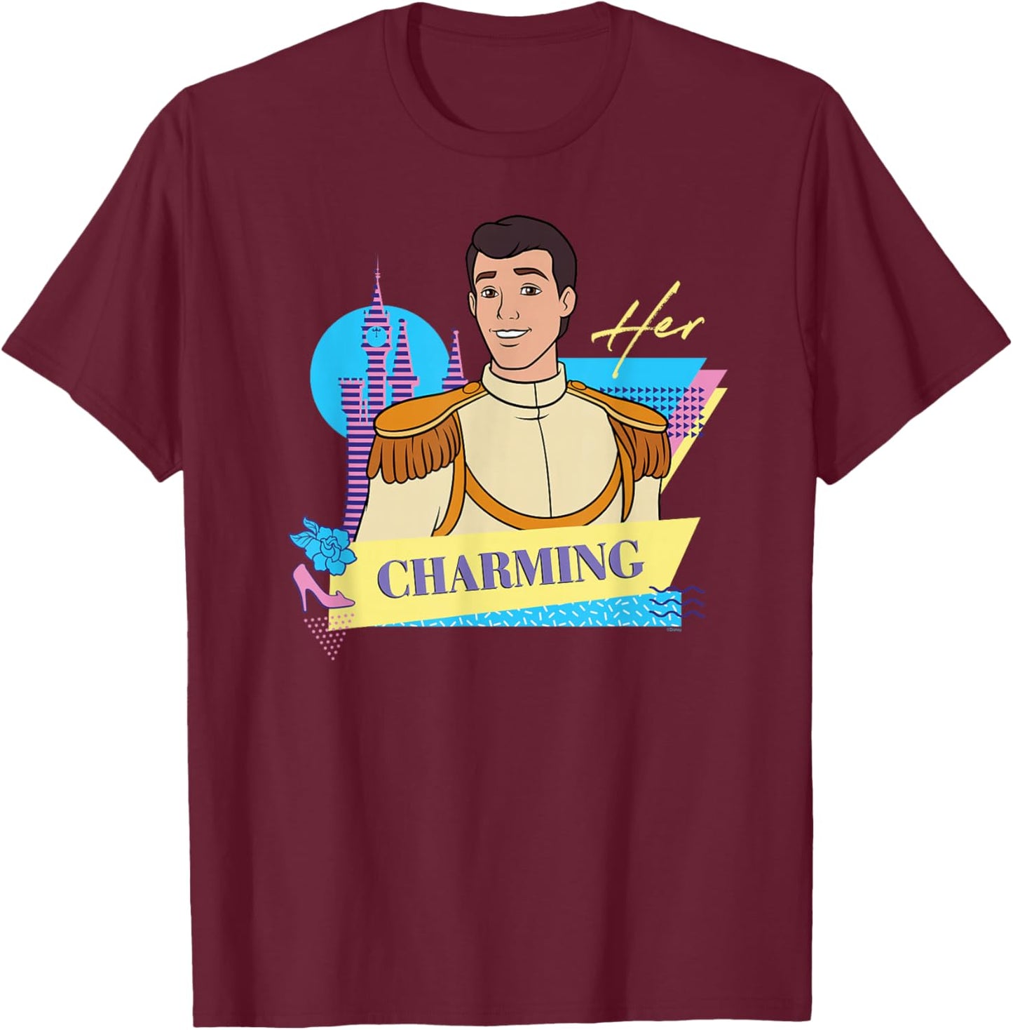 Disney Cinderella Retro Couples Matching Her Prince Charming T-Shirt - T-Shirt | Maroon