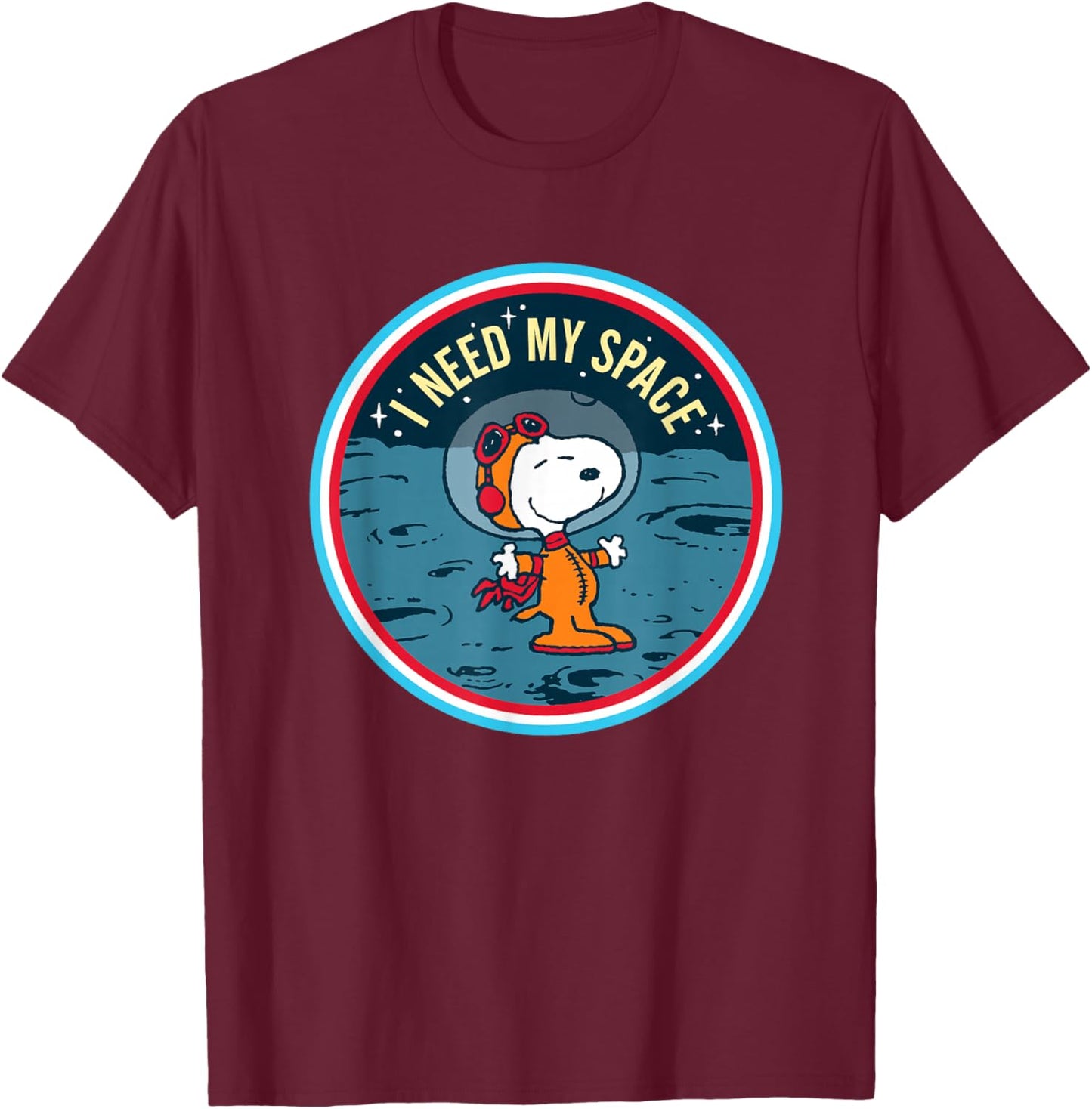 Peanuts Snoopy On The Moon I Need My Space T-Shirt - T-Shirt | Maroon
