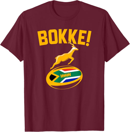 South African Flag Rugby T-Shirt - T-Shirt | Maroon