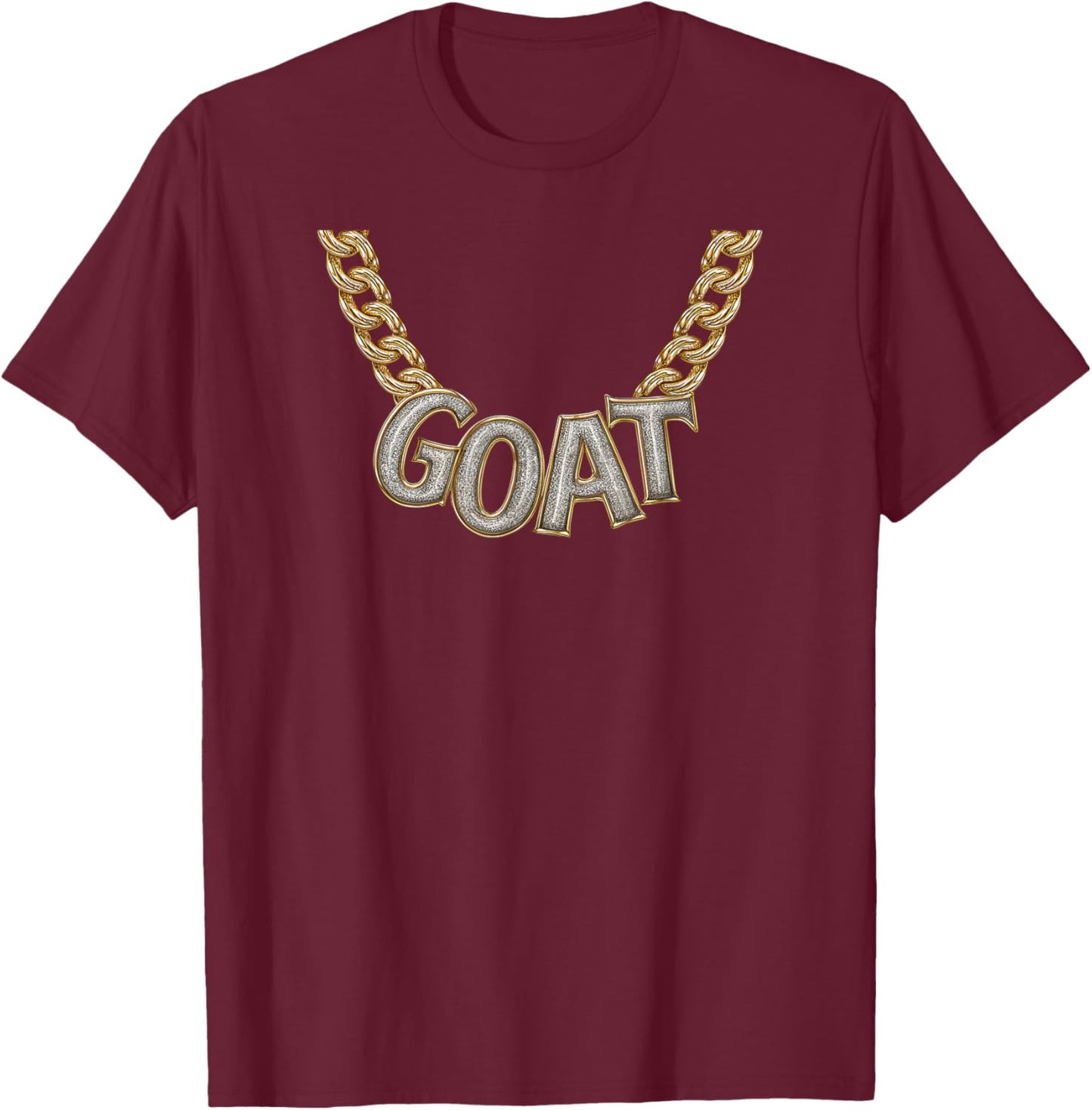 Boy Kid Funny Slang Gold Chain Goat Necklace Costume T-Shirt - T-Shirt | Maroon