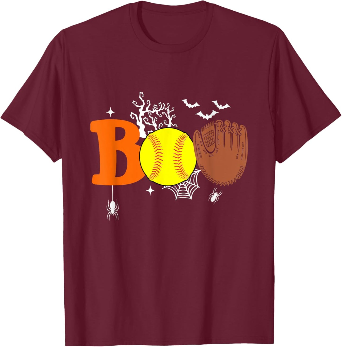 Boo Softball Halloween Spooky Halloween Softball Player T-Shirt - T-Shirt | Maroon